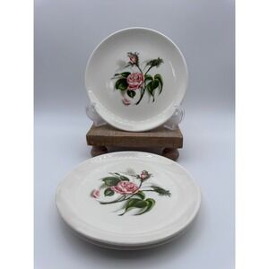 Universal Potteries Ballerina Moss Rose Bread Butter Plates Set of 3 Vintage 6"